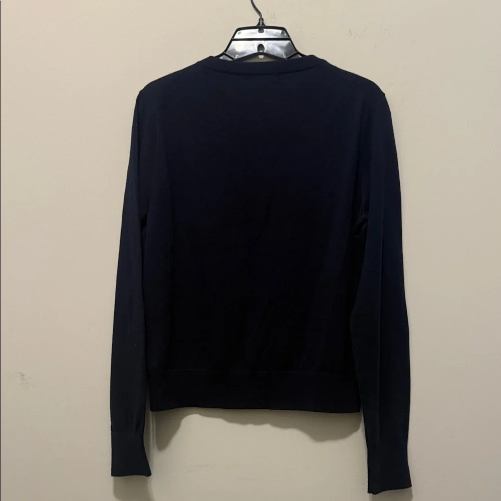 J. Crew Dark Blue Cardigan with Vibrant Pink Detailing - Picture 6 of 9